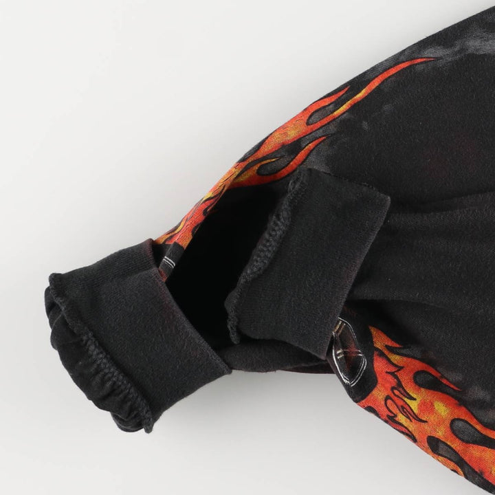 2000'S Harley-Davidson Fire Pattern Long Sleeve T-Shirt, Made in USA, Men's Size XL cotton black type Vintage Second Hand