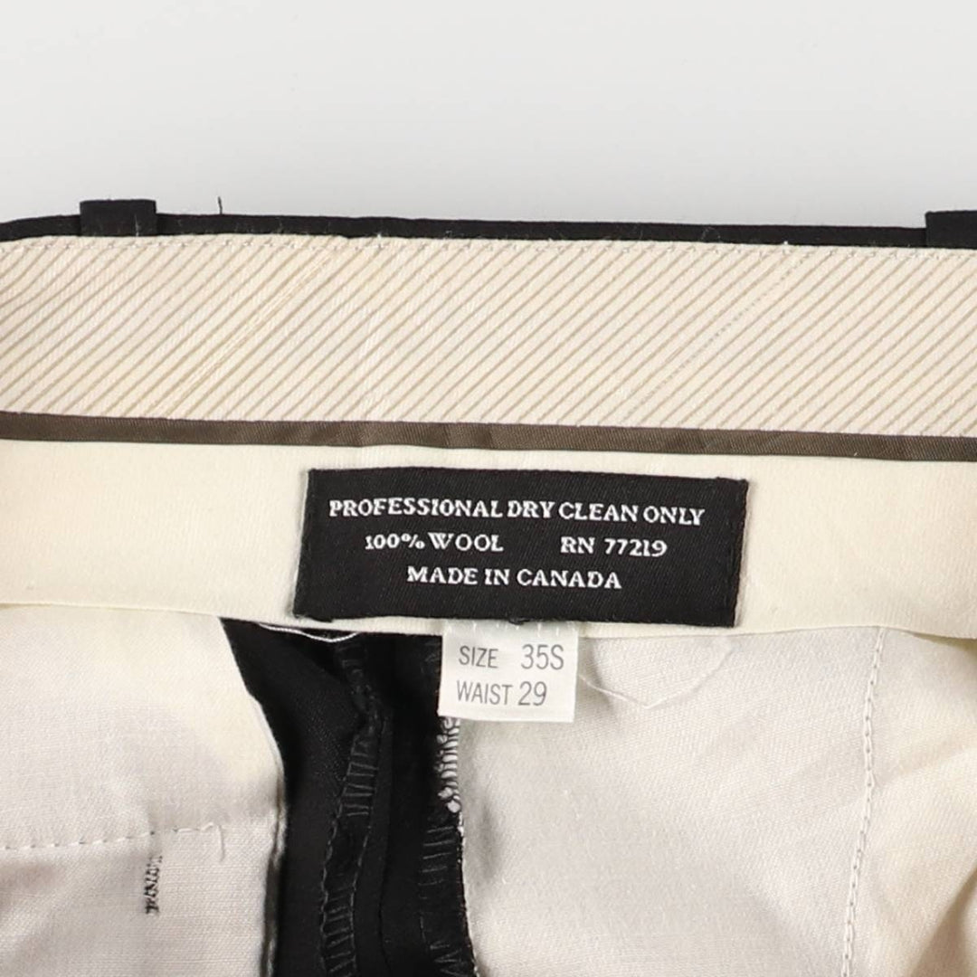 Two-pleat wool slacks, made in Canada, women's size L (w29) wool black type Vintage Second Hand