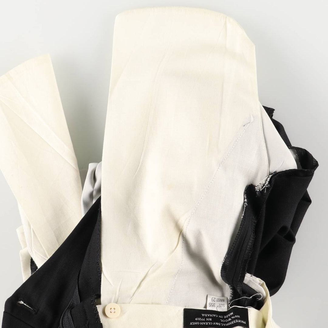 Two-pleat wool slacks, made in Canada, women's size L (w29) wool black type Vintage Second Hand