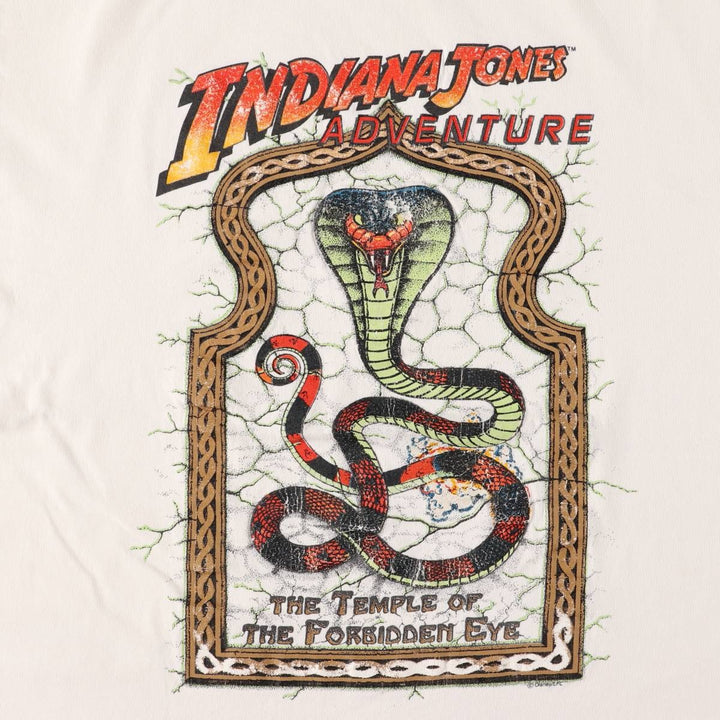 Keehn Scenes Inc. Indiana Jones Adventure Movie T-Shirt, Made in USA, Men's Size Small cotton white type Vintage Second Hand
