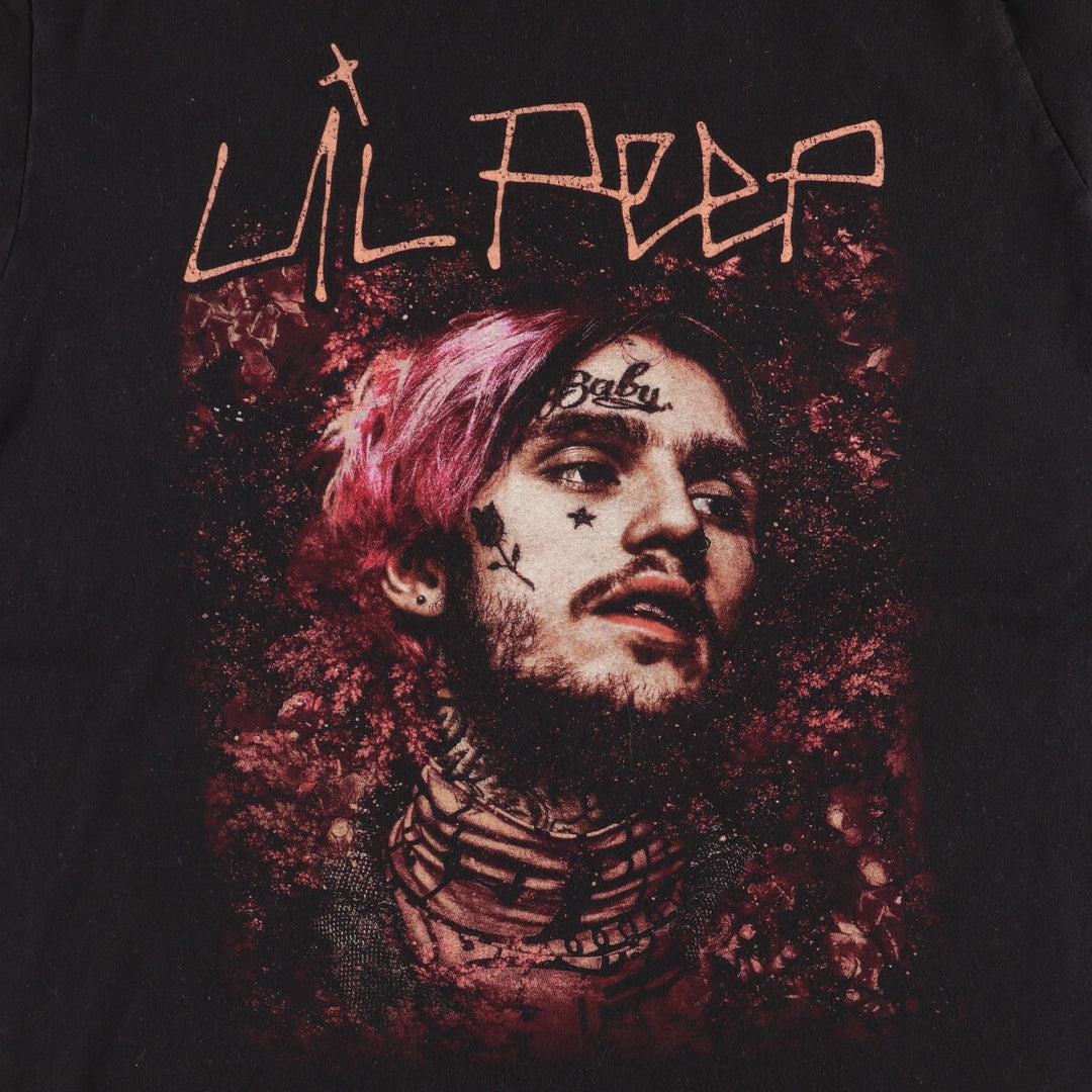 TULTEX LIL PEEP Rap T-Shirt, Men's Size Medium cotton black type Vintage Second Hand