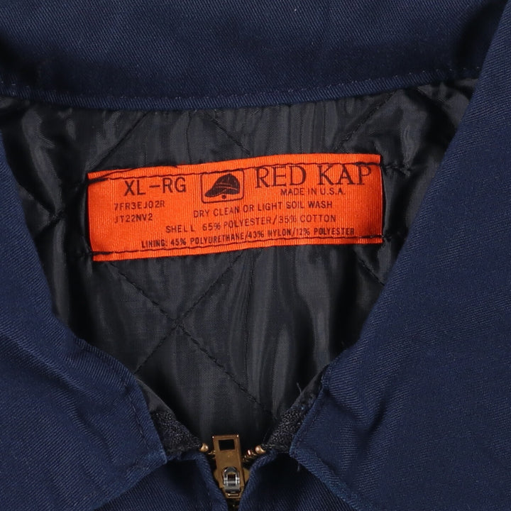90'S Red Kap Padded Work Jacket, Made in USA, Men's XL, Vintage polyester navy blue type Vintage Second Hand