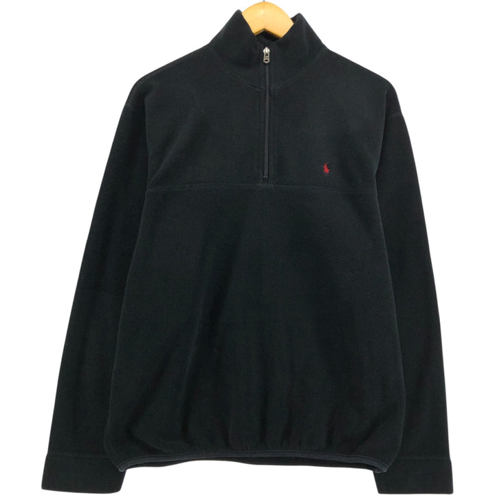 Vintage 90'S Polo by Ralph Lauren half-zip fleece pullover, made in the USA, size M. polyester black type Vintage Second Hand
