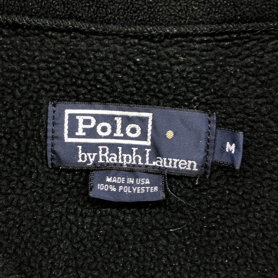 Vintage 90'S Polo by Ralph Lauren half-zip fleece pullover, made in the USA, size M. polyester black type Vintage Second Hand