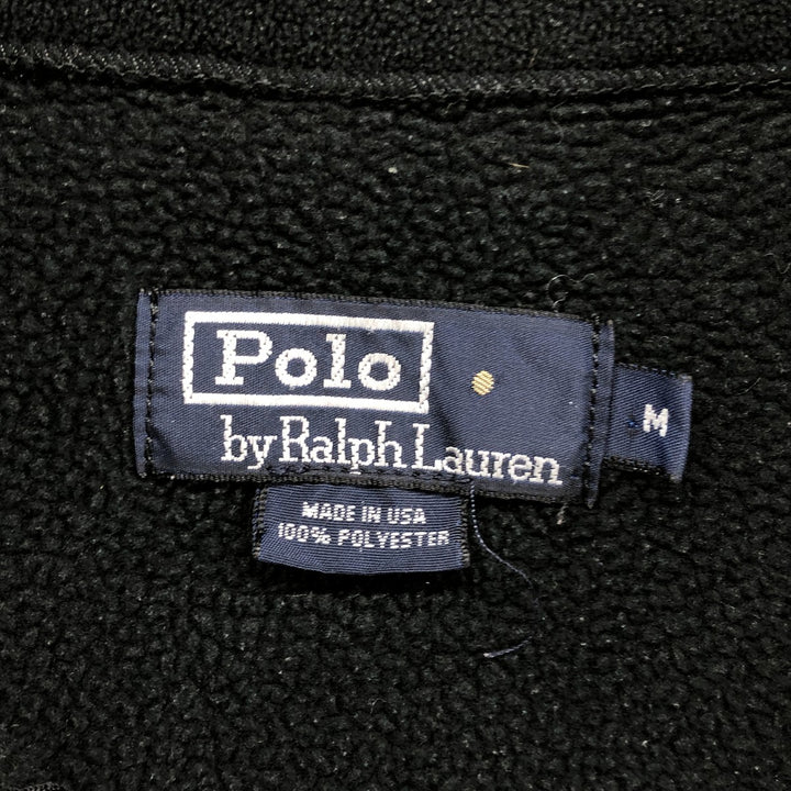 Vintage 90'S Polo by Ralph Lauren half-zip fleece pullover, made in the USA, size M. polyester black type Vintage Second Hand