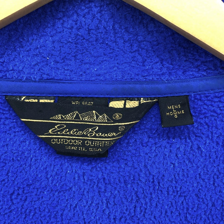 Vintage 80s-90'S Eddie Bauer fleece jacket with black tag, made in USA, size L, men's polyester blue type Vintage Second Hand