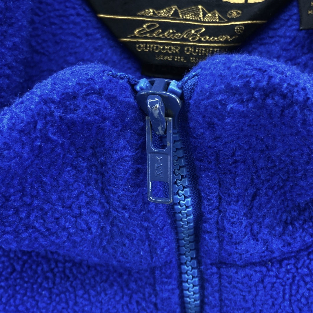 Vintage 80s-90'S Eddie Bauer fleece jacket with black tag, made in USA, size L, men's polyester blue type Vintage Second Hand