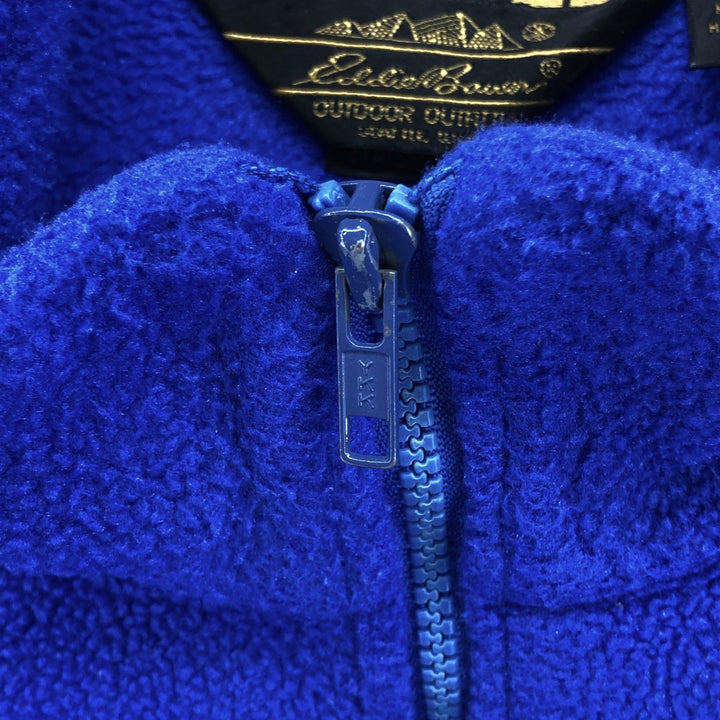 Vintage 80s-90'S Eddie Bauer fleece jacket with black tag, made in USA, size L, men's polyester blue type Vintage Second Hand