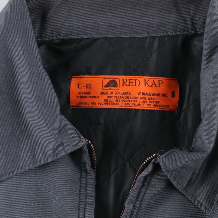 90'S Red Kap padded work jacket, men's size L, vintage polyester gray type Vintage Second Hand