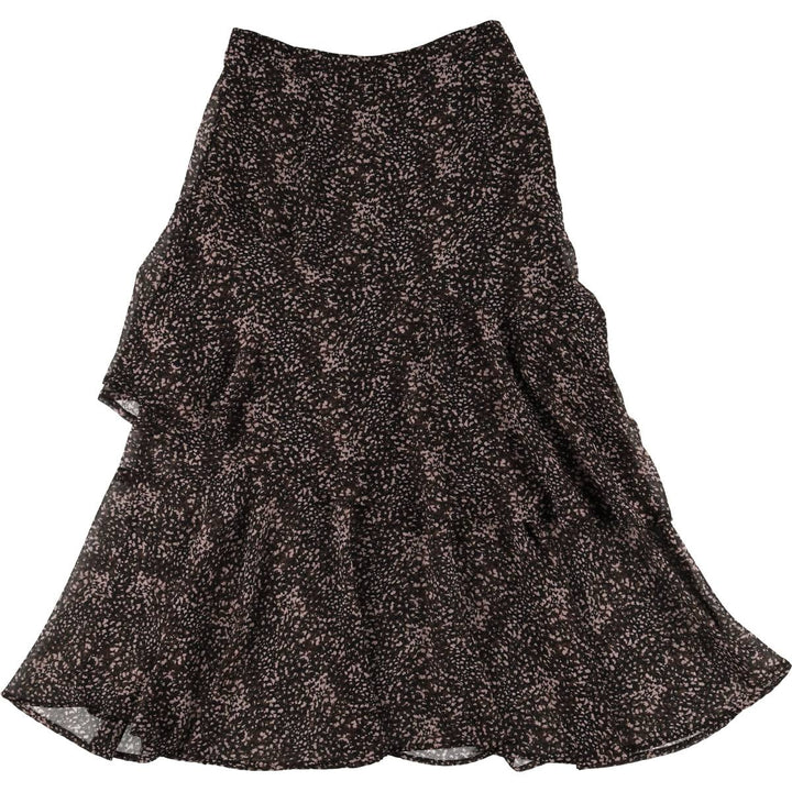 MOHITO All-Over Print Midi-Length Tiered Skirt, Women's Size L polyester black type Vintage Second Hand