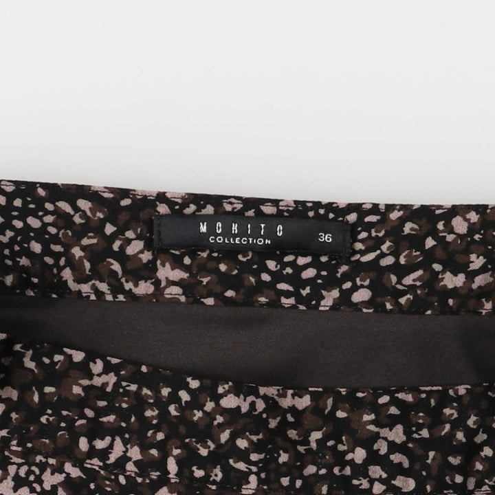 MOHITO All-Over Print Midi-Length Tiered Skirt, Women's Size L polyester black type Vintage Second Hand