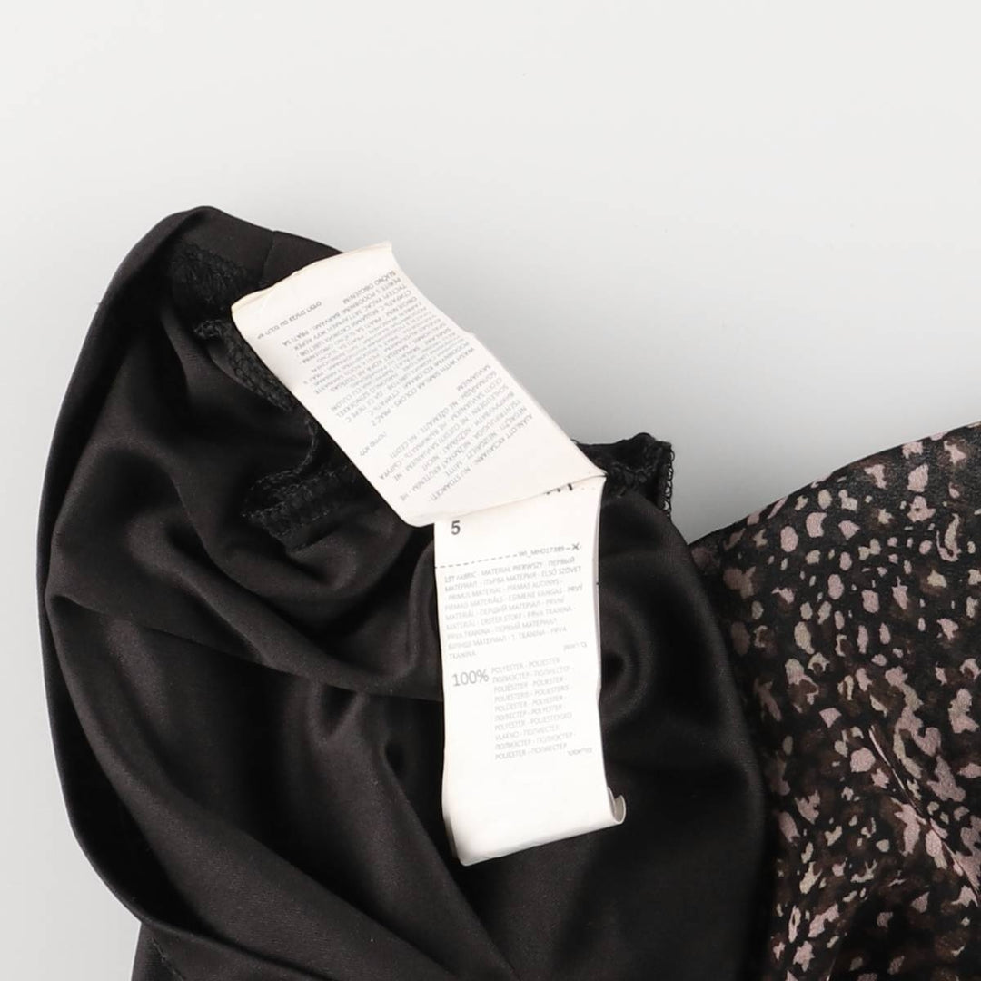 MOHITO All-Over Print Midi-Length Tiered Skirt, Women's Size L polyester black type Vintage Second Hand