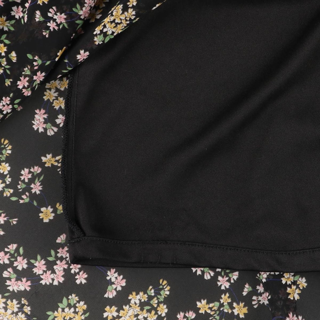 SINSAY All-Over Botanical Pattern Long Tiered Skirt, Women's Size M unclear black type Vintage Second Hand