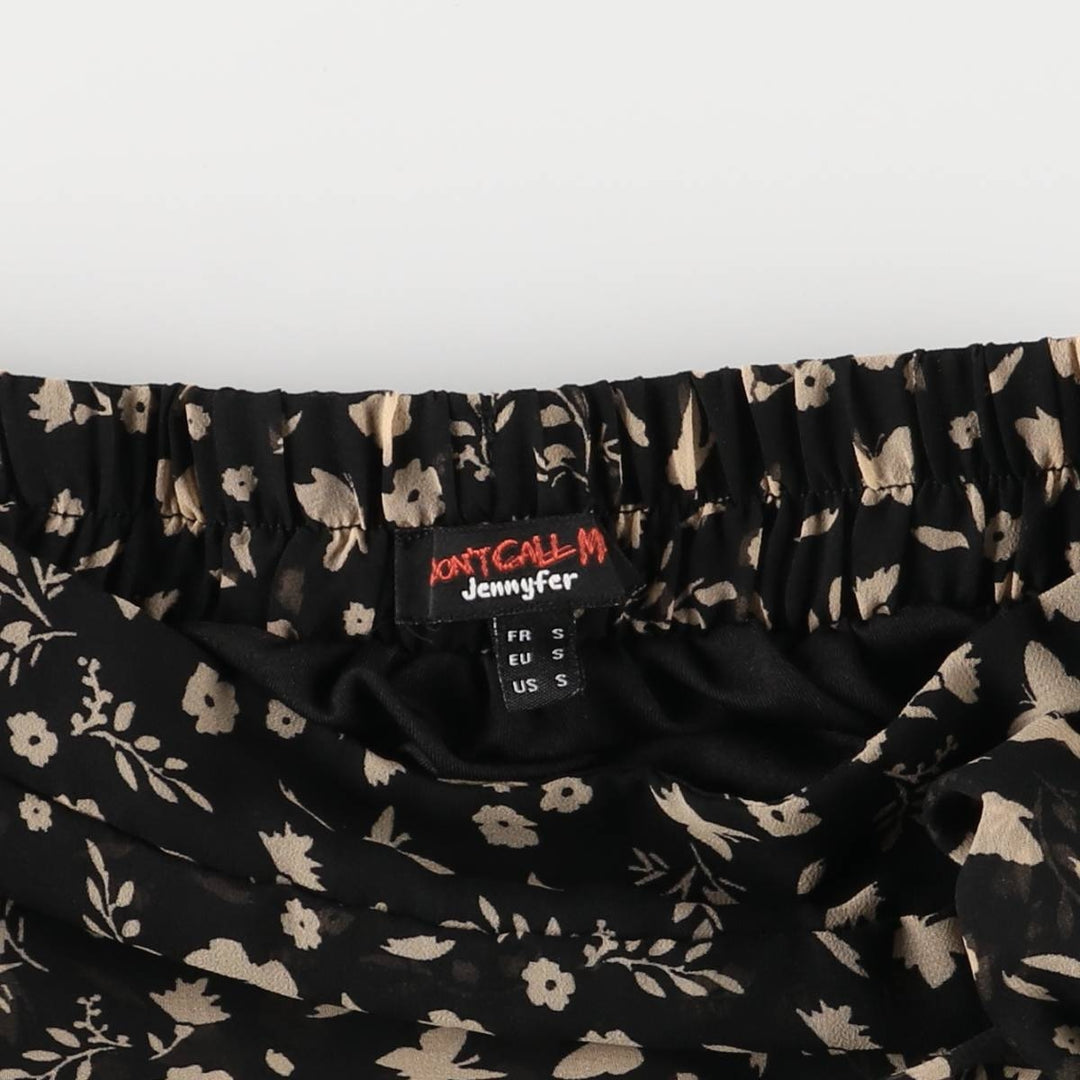 DON'T CALL ME JENNYFER All-Over Print Irregular Hem Midi Length Wrap Skirt, Women's Size Small unclear black type Vintage Second Hand