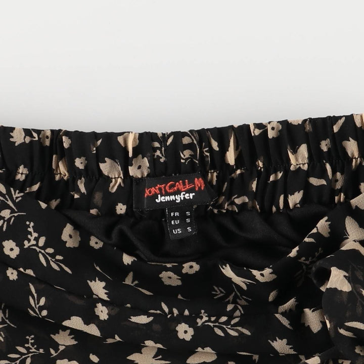 DON'T CALL ME JENNYFER All-Over Print Irregular Hem Midi Length Wrap Skirt, Women's Size Small unclear black type Vintage Second Hand