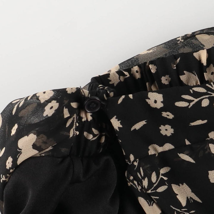 DON'T CALL ME JENNYFER All-Over Print Irregular Hem Midi Length Wrap Skirt, Women's Size Small unclear black type Vintage Second Hand