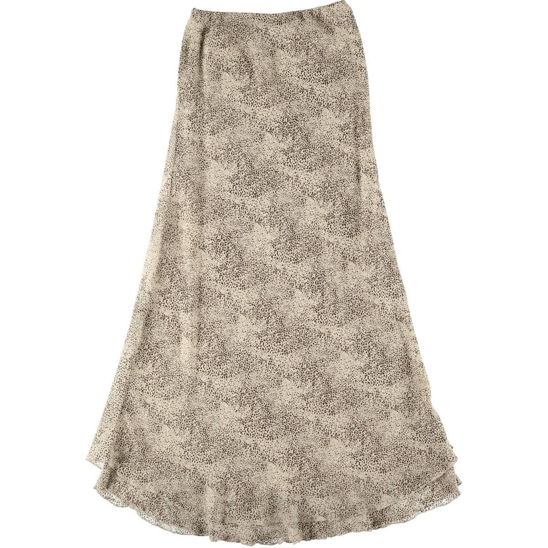 All-over glitter long A-line skirt, women's size S unclear Beige type Vintage Second Hand