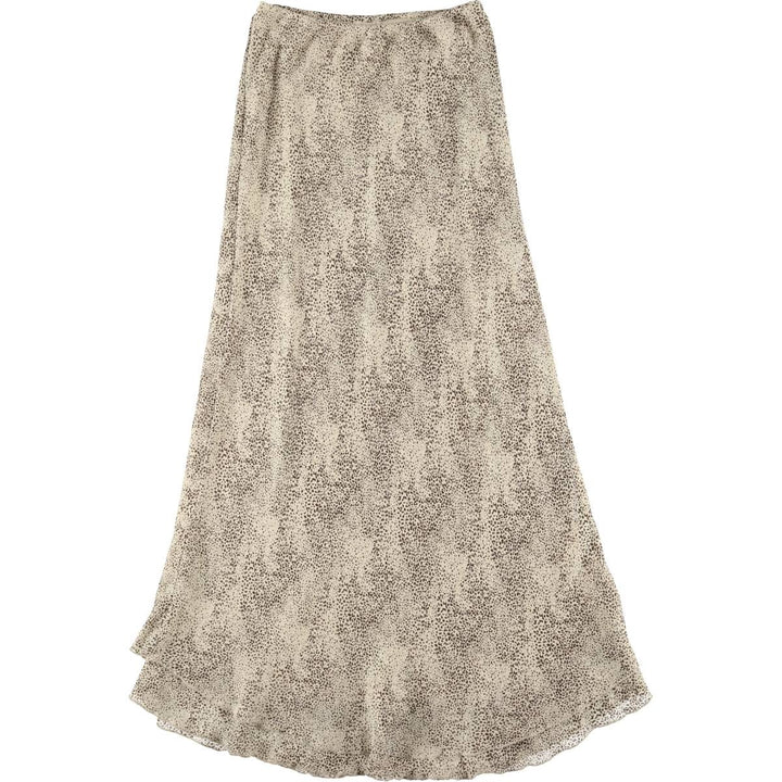 All-over glitter long A-line skirt, women's size S unclear Beige type Vintage Second Hand