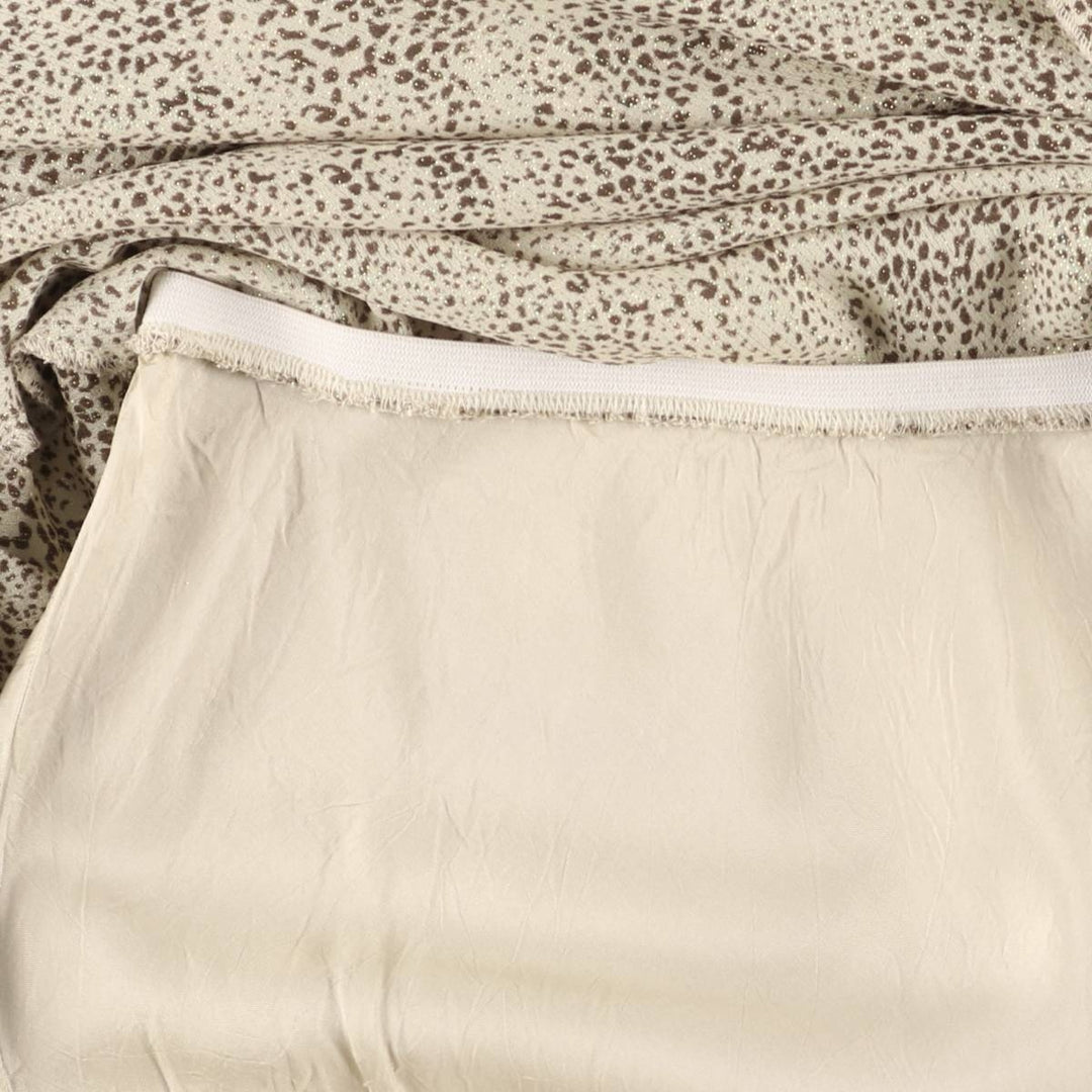 All-over glitter long A-line skirt, women's size S unclear Beige type Vintage Second Hand