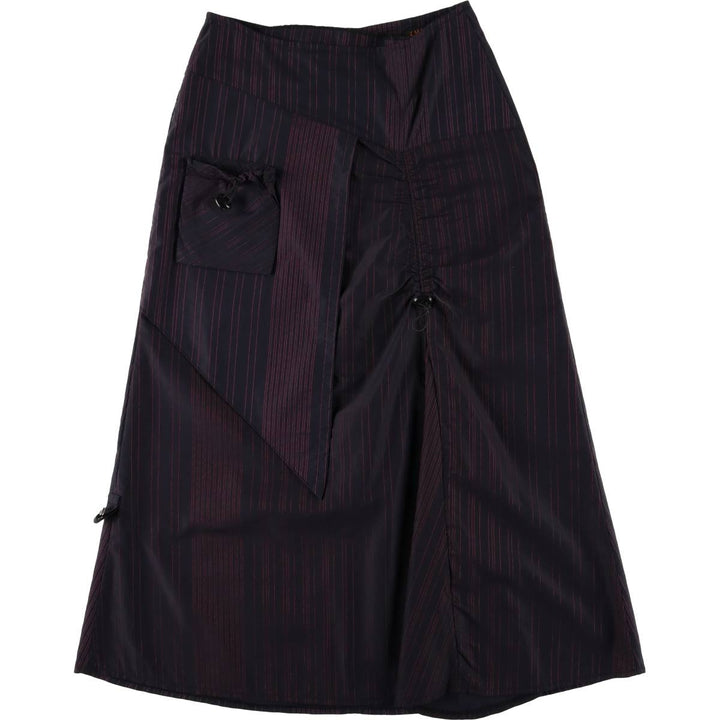 JNY Stripe Pattern Long Flare Skirt, Women's Size L polyester black type Vintage Second Hand