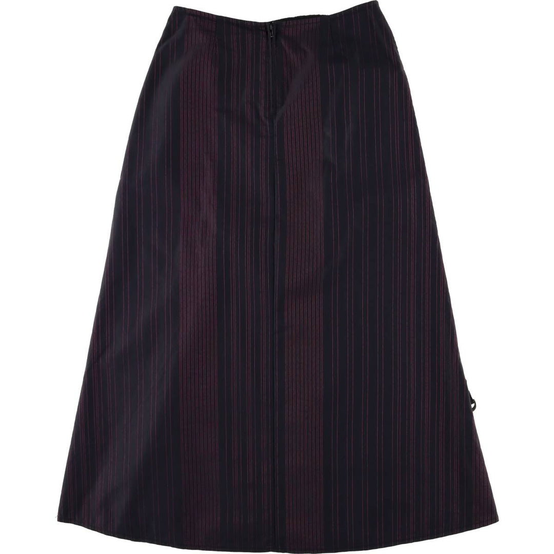 JNY Stripe Pattern Long Flare Skirt, Women's Size L polyester black type Vintage Second Hand
