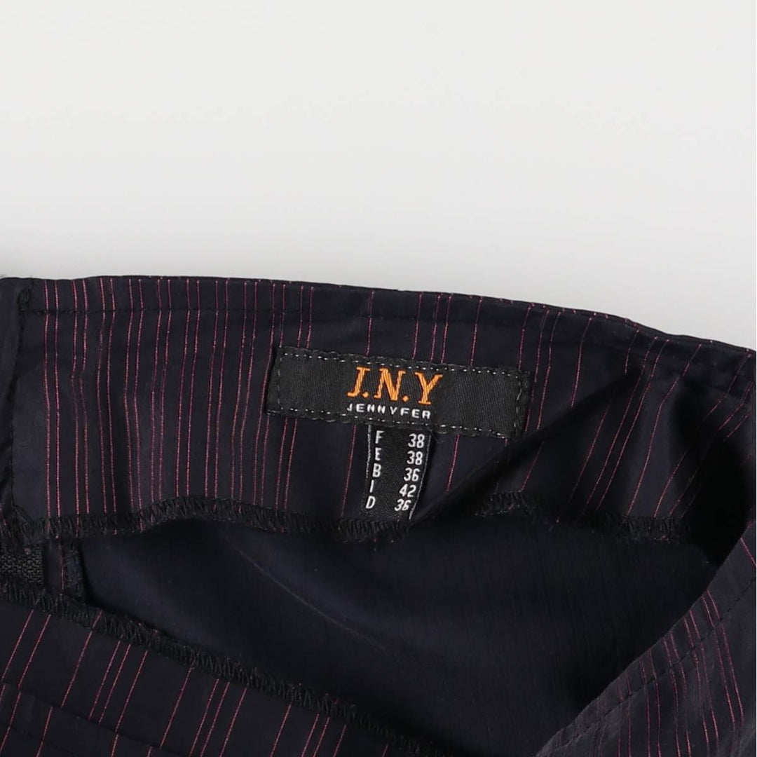 JNY Stripe Pattern Long Flare Skirt, Women's Size L polyester black type Vintage Second Hand