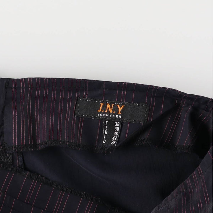 JNY Stripe Pattern Long Flare Skirt, Women's Size L polyester black type Vintage Second Hand