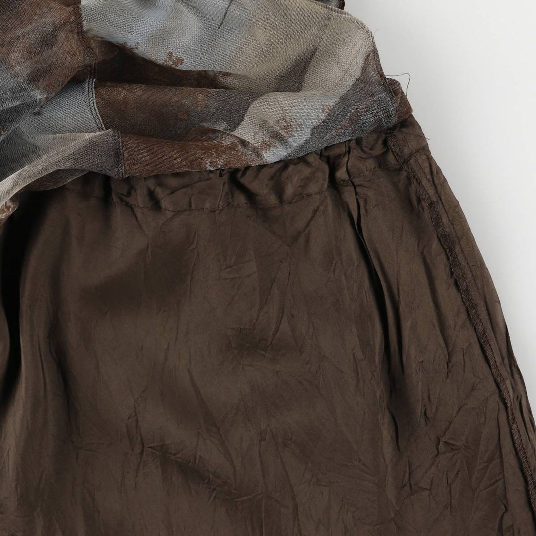 SOLAR All-Over Print Tulle Midi-Length Flared Skirt, Women's Size XS polyester brown type Vintage Second Hand
