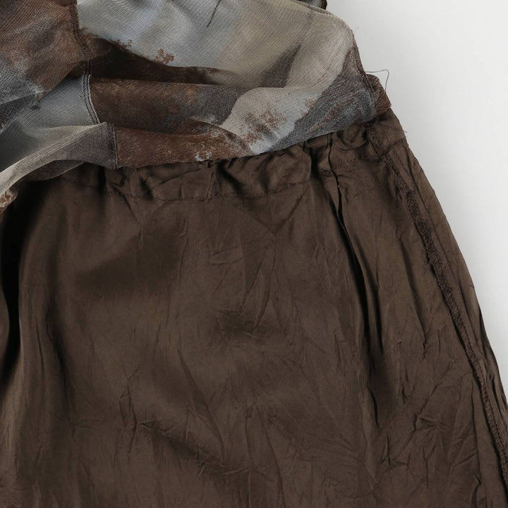 SOLAR All-Over Print Tulle Midi-Length Flared Skirt, Women's Size XS polyester brown type Vintage Second Hand