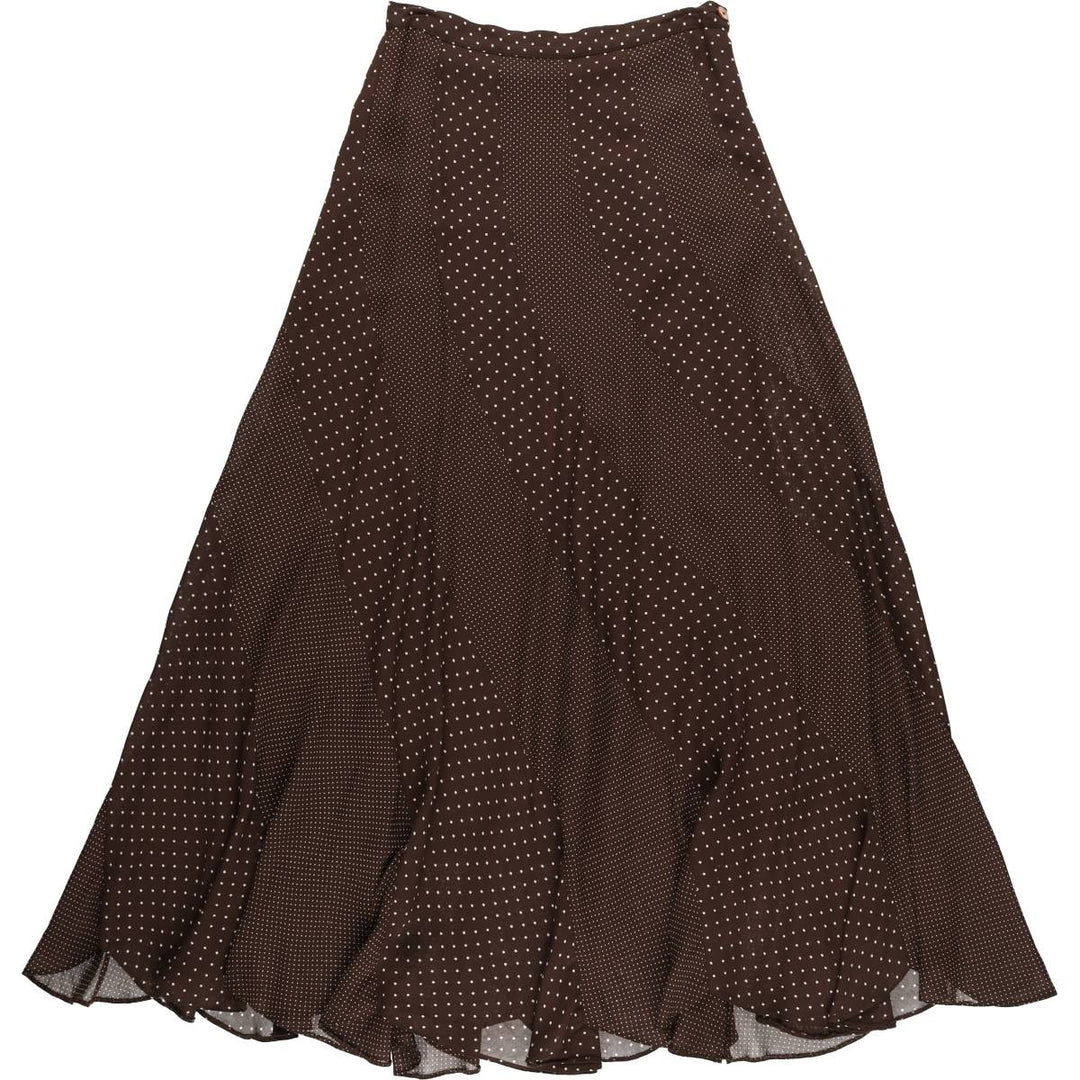 MODESTA Dot Pattern Long Flare Skirt, Women's Size L unclear brown type Vintage Second Hand