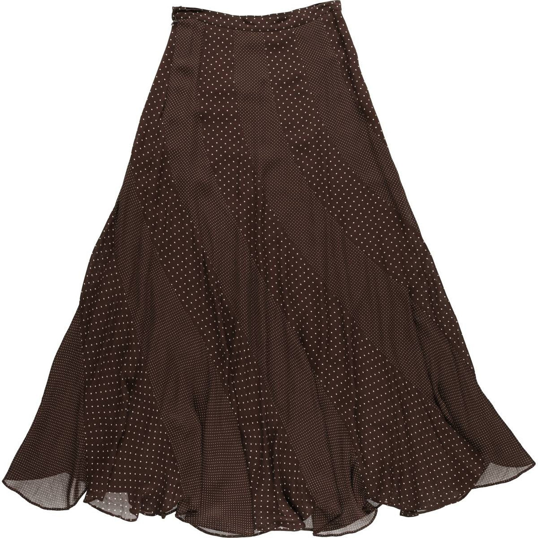 MODESTA Dot Pattern Long Flare Skirt, Women's Size L unclear brown type Vintage Second Hand