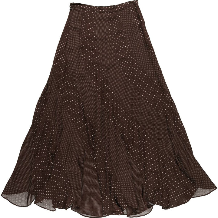 MODESTA Dot Pattern Long Flare Skirt, Women's Size L unclear brown type Vintage Second Hand