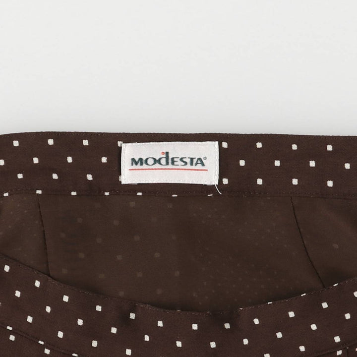 MODESTA Dot Pattern Long Flare Skirt, Women's Size L unclear brown type Vintage Second Hand