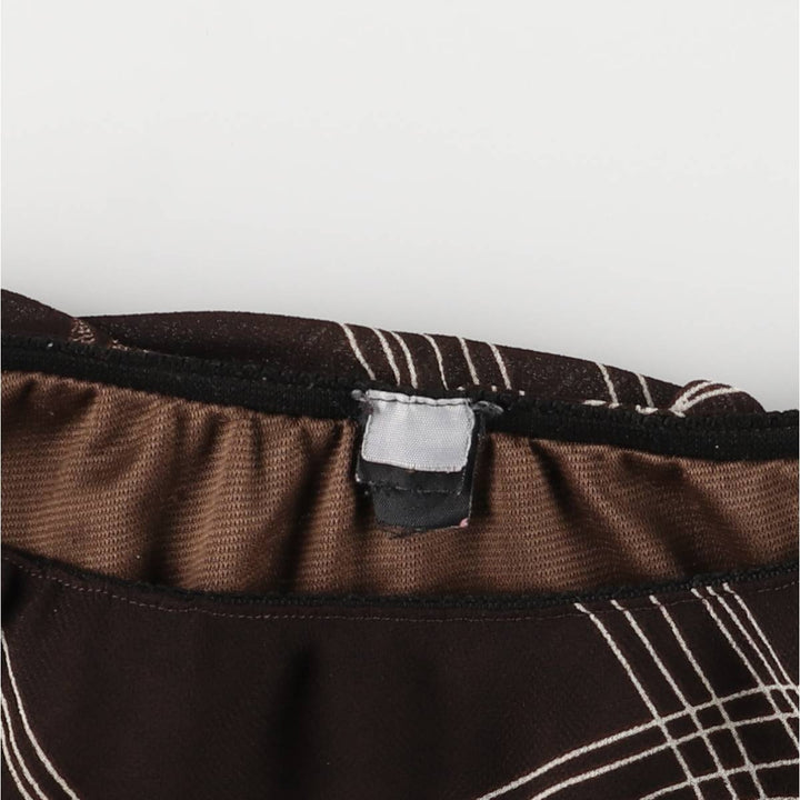 All-over print long A-line tiered skirt, women's size XS unclear brown type Vintage Second Hand