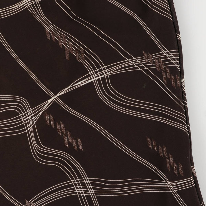 All-over print long A-line tiered skirt, women's size XS unclear brown type Vintage Second Hand