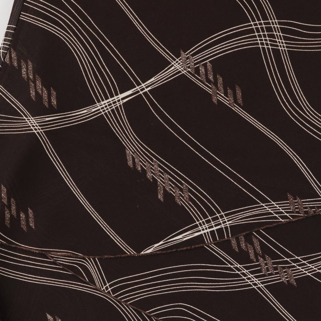 All-over print long A-line tiered skirt, women's size XS unclear brown type Vintage Second Hand