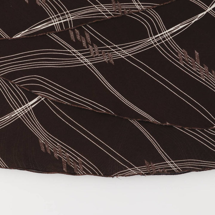 All-over print long A-line tiered skirt, women's size XS unclear brown type Vintage Second Hand