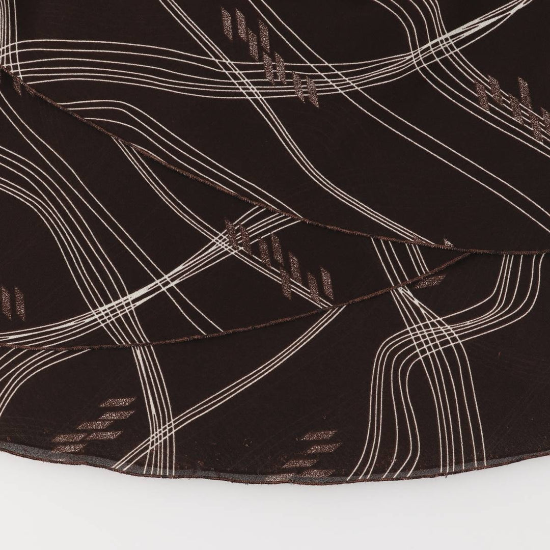 All-over print long A-line tiered skirt, women's size XS unclear brown type Vintage Second Hand