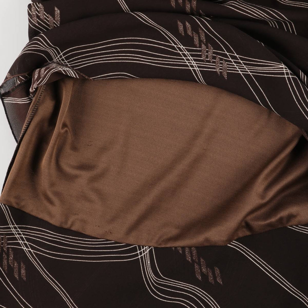 All-over print long A-line tiered skirt, women's size XS unclear brown type Vintage Second Hand