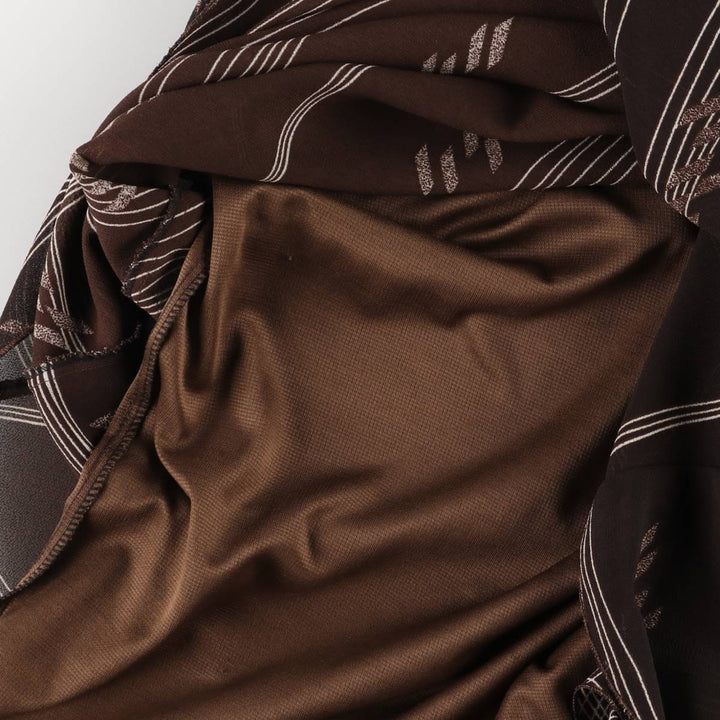 All-over print long A-line tiered skirt, women's size XS unclear brown type Vintage Second Hand