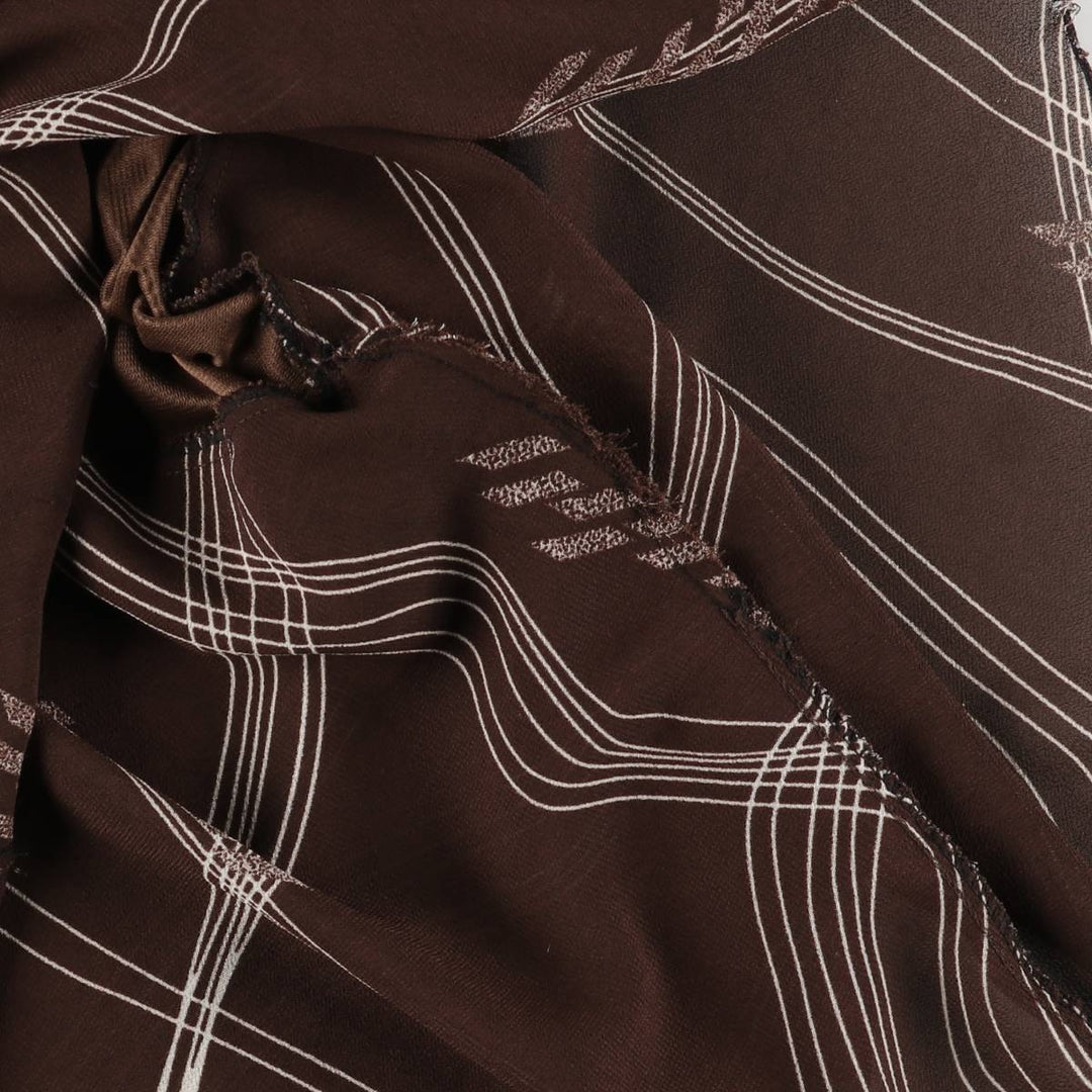 All-over print long A-line tiered skirt, women's size XS unclear brown type Vintage Second Hand