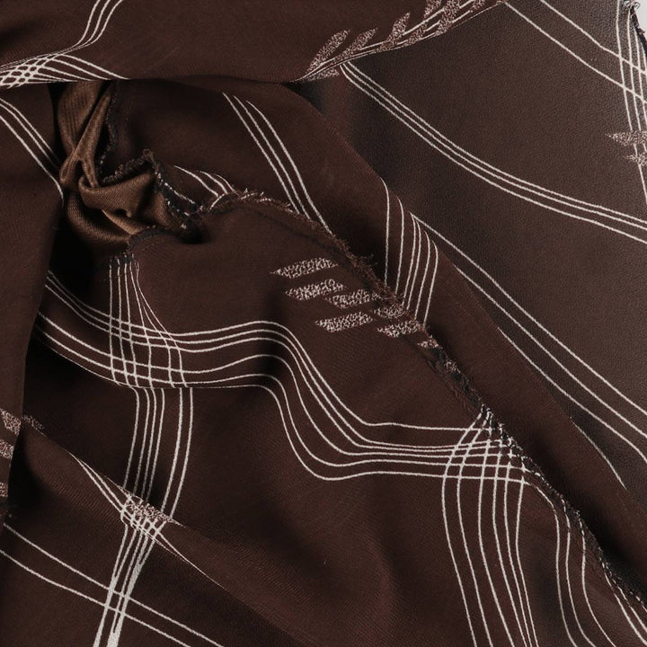 All-over print long A-line tiered skirt, women's size XS unclear brown type Vintage Second Hand