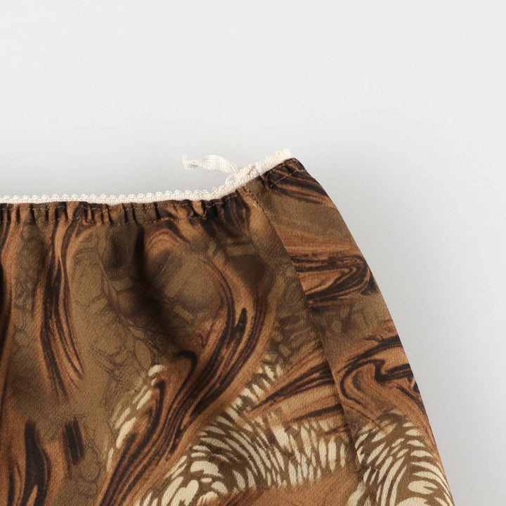 All-over print long A-line skirt, women's size L unclear brown type Vintage Second Hand