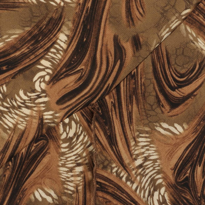 All-over print long A-line skirt, women's size L unclear brown type Vintage Second Hand