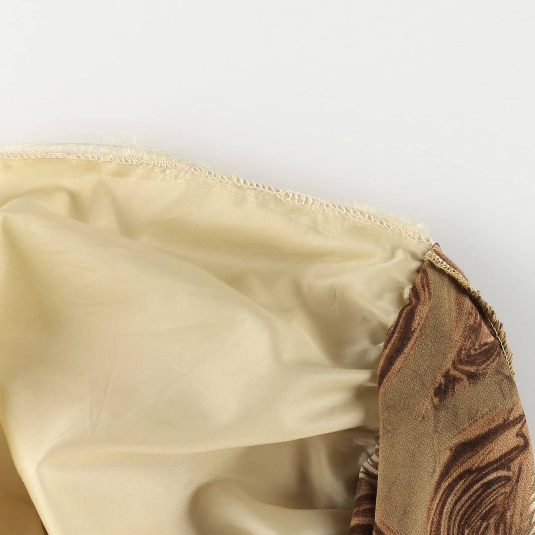 All-over print long A-line skirt, women's size L unclear brown type Vintage Second Hand