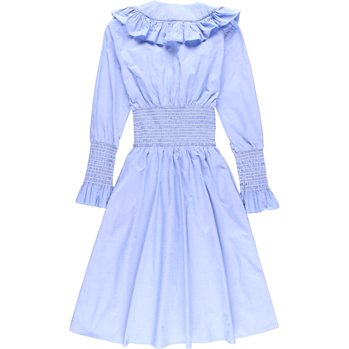 Tory Burch ruffled long-sleeved midi-length flared dress, women's size XXS cotton blue type Vintage Second Hand