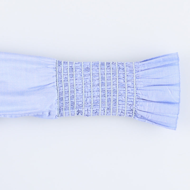 Tory Burch ruffled long-sleeved midi-length flared dress, women's size XXS cotton blue type Vintage Second Hand