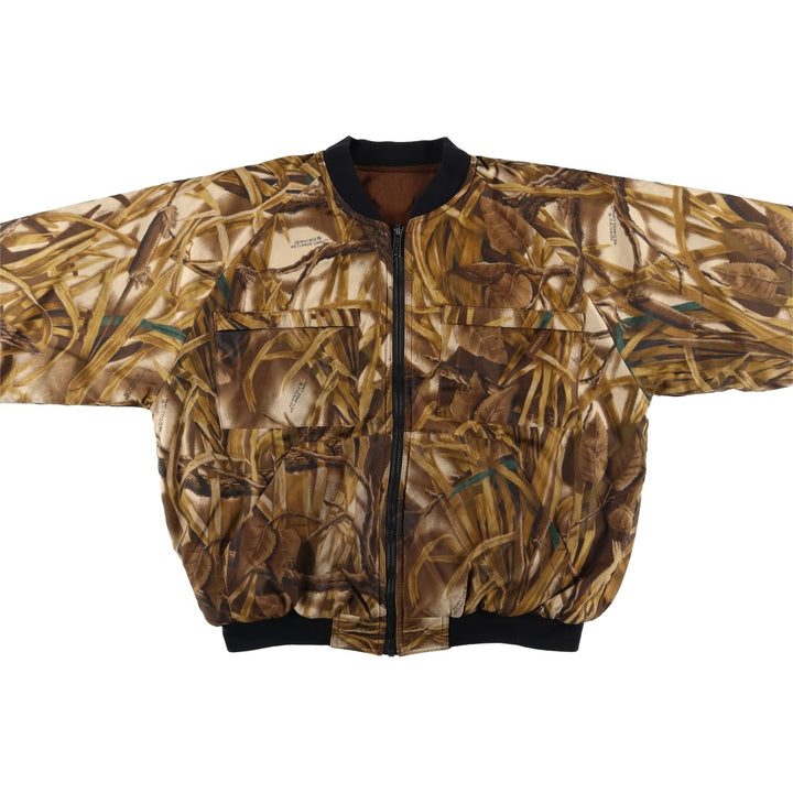 1990'S HERTER'S Camouflage Pattern Realtree Camo Reversible Padded Puffer Jacket, Men's Size L polyester brown type Vintage Second Hand