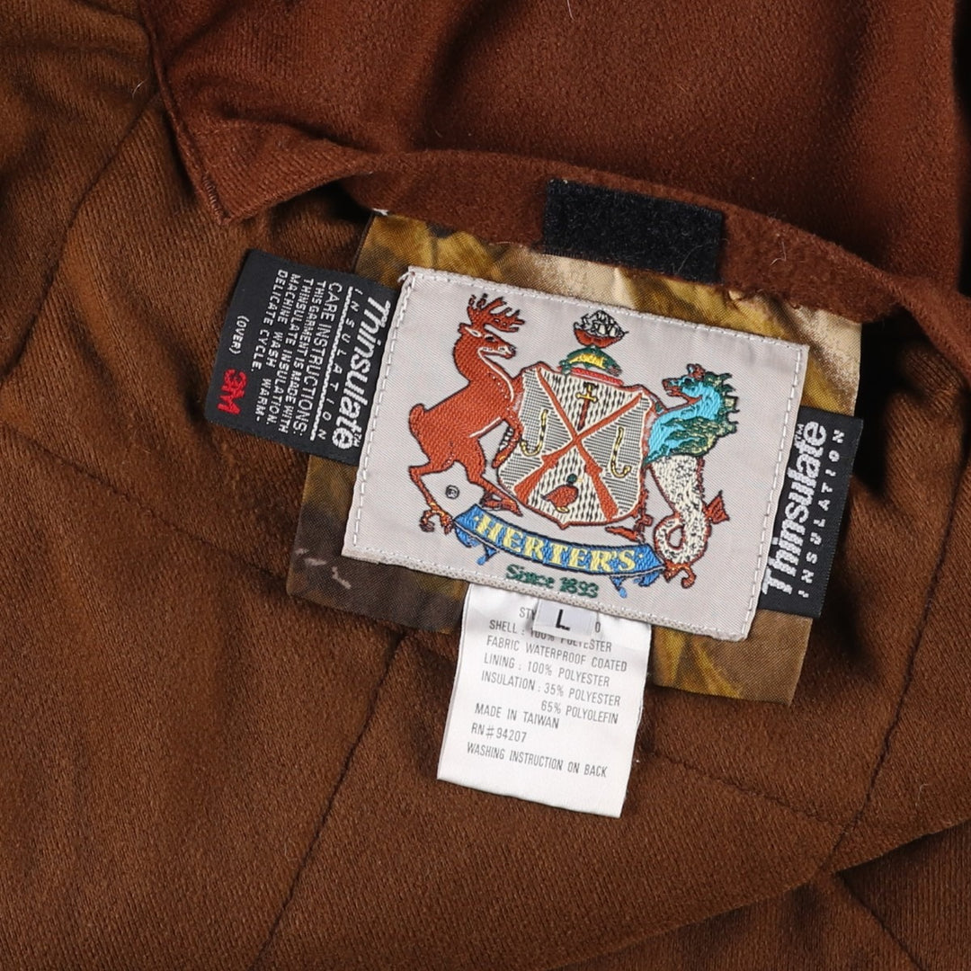 1990'S HERTER'S Camouflage Pattern Realtree Camo Reversible Padded Puffer Jacket, Men's Size L polyester brown type Vintage Second Hand