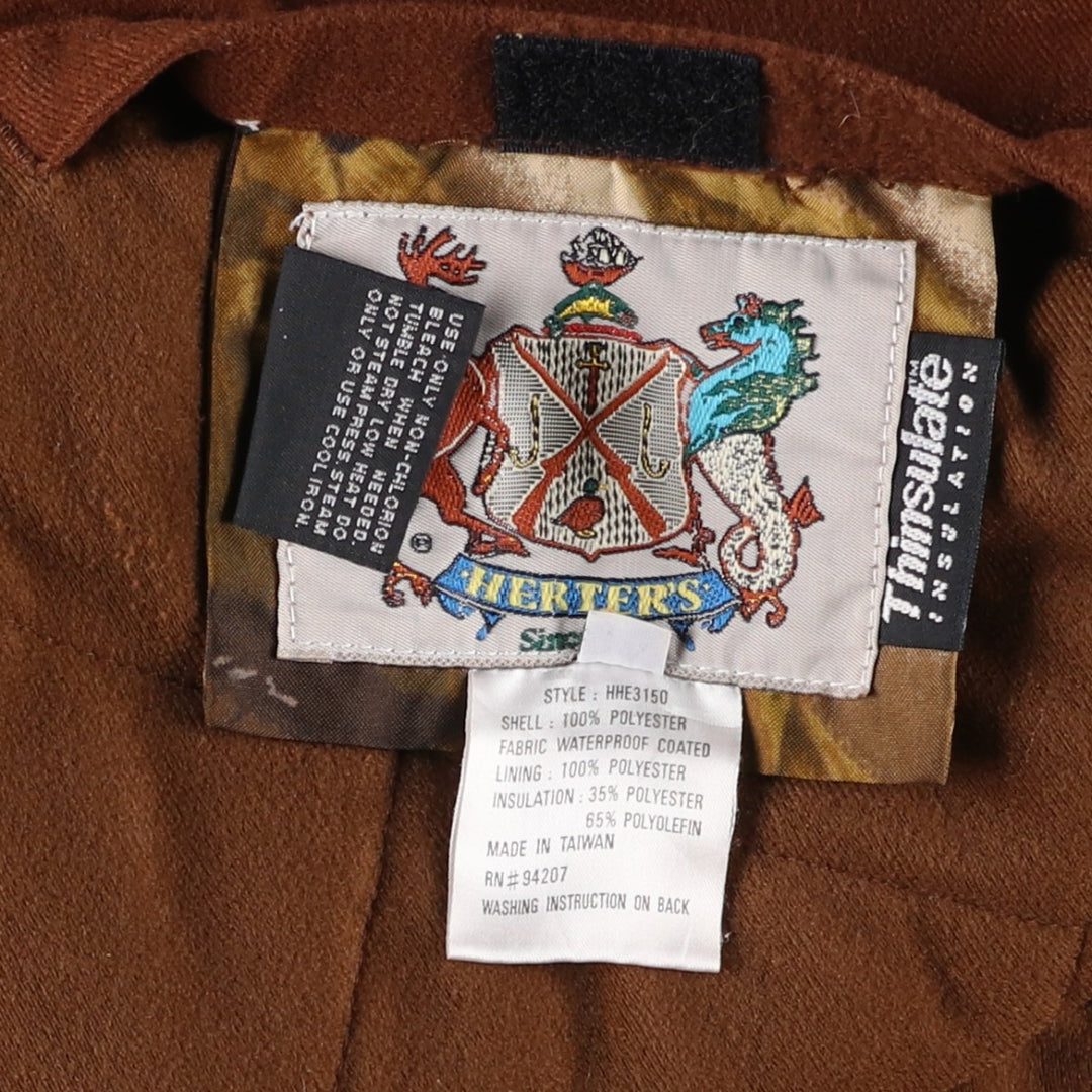 1990'S HERTER'S Camouflage Pattern Realtree Camo Reversible Padded Puffer Jacket, Men's Size L polyester brown type Vintage Second Hand